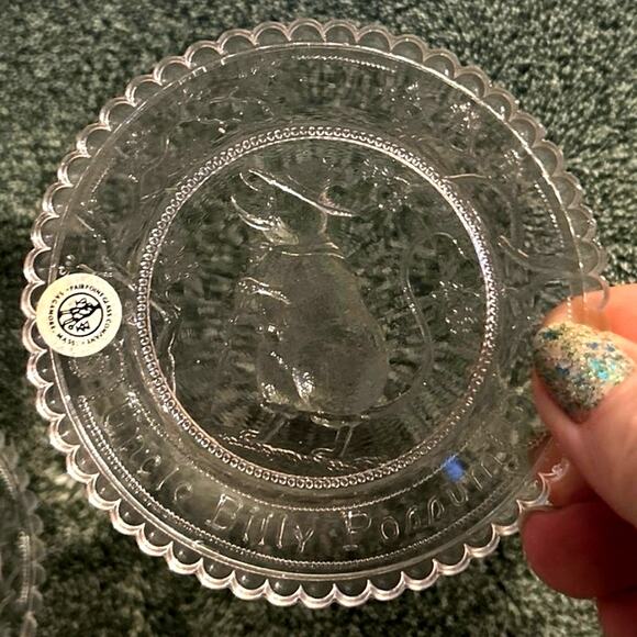 Thornton Burgess Plate Set of 3 Vintage Pairpoint Glass Baby Shower Gift - Picture 7 of 15